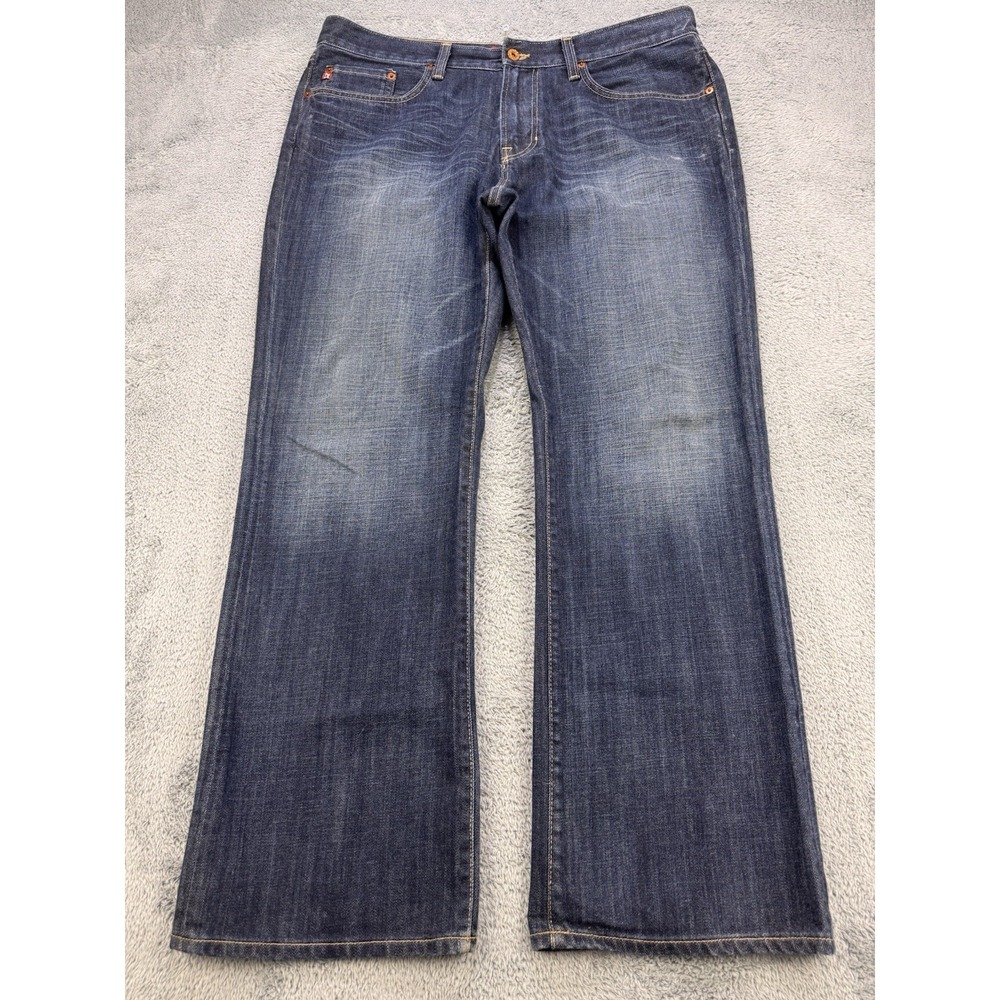 Big Star Pioneer Boot Jeans Men 38x32 Blue Whisker Thck Stitch Denim Western USA